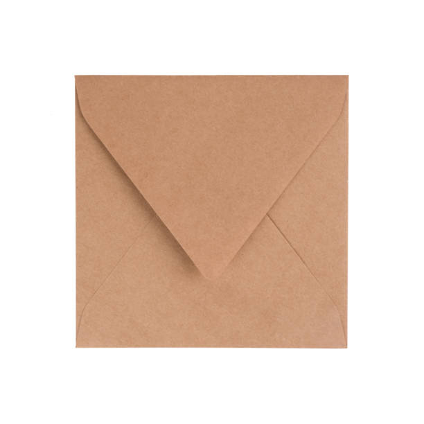 istock Mockup image of brown kraft paper envelope front and back isolated on white background for your design project. Letter, top view. Template 1389541246