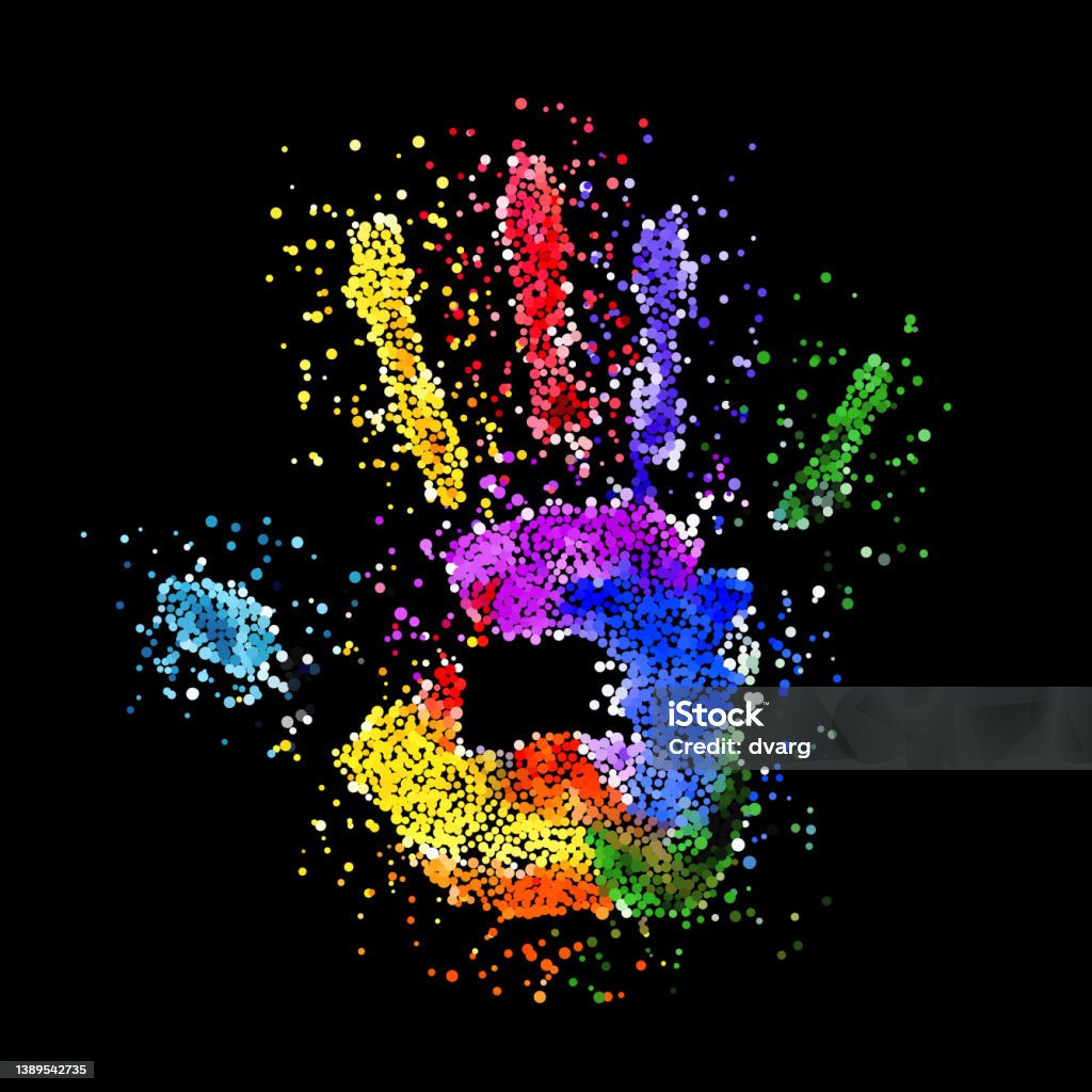 Pattern Coloured Hand Colorful Handprint Stock Illustration - Download Image Now - Hand ...