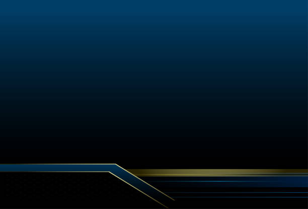 ilustrações de stock, clip art, desenhos animados e ícones de navy blue and gold dramatic vector abstract technology background template vector illustration - backdrop blue contemporary pattern