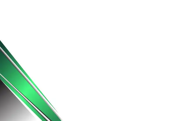 Vector illustration of Green angled gradient in corner with white solid background vector abstract background