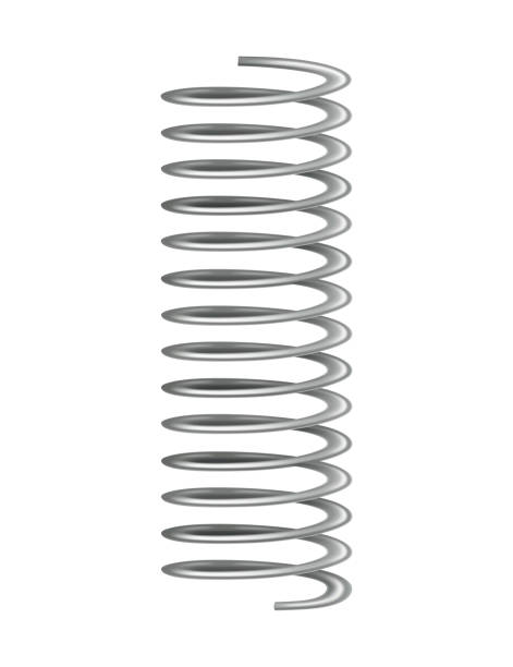 istock Metal spring. Spiral shape. Vector icon of swirl line or curved wire cord, shock absorber or equipment part. Repair spare part or flexible supplement 1389549048
