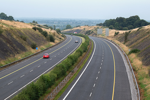 Empty dual carriageway road during Covid restrictions in Europe