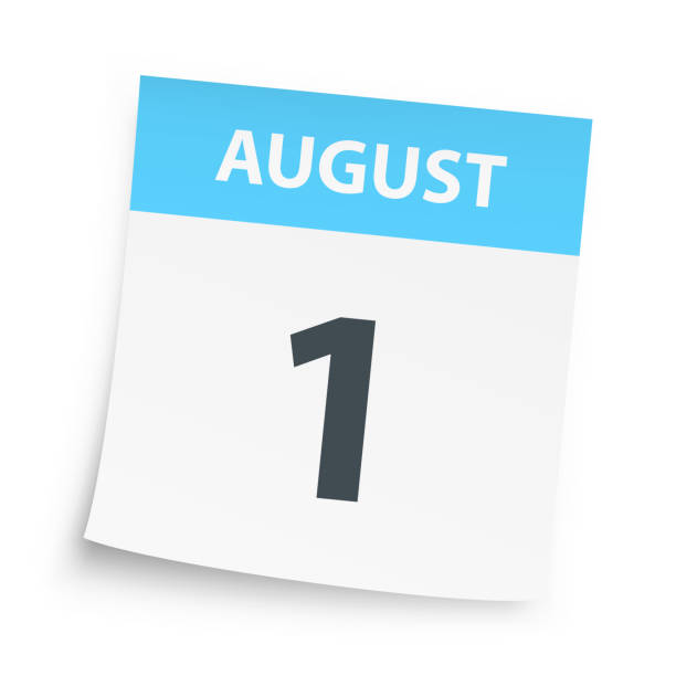 ilustraciones, imágenes clip art, dibujos animados e iconos de stock de 1 de agosto - calendario diario sobre fondo blanco - agosto