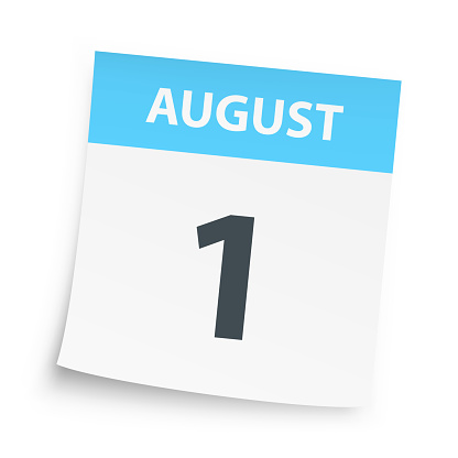 August 1. Calendar icon isolated on a blank background. Vector Illustration (EPS10, well layered and grouped). Easy to edit, manipulate, resize or colorize. Vector and Jpeg file of different sizes.