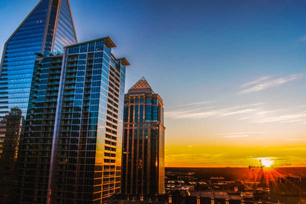 Charlotte NC USA. January 06 2020 :  Skyscrapers, Bank of America and Duke Energy building  in Charlotte, NC Morning view.