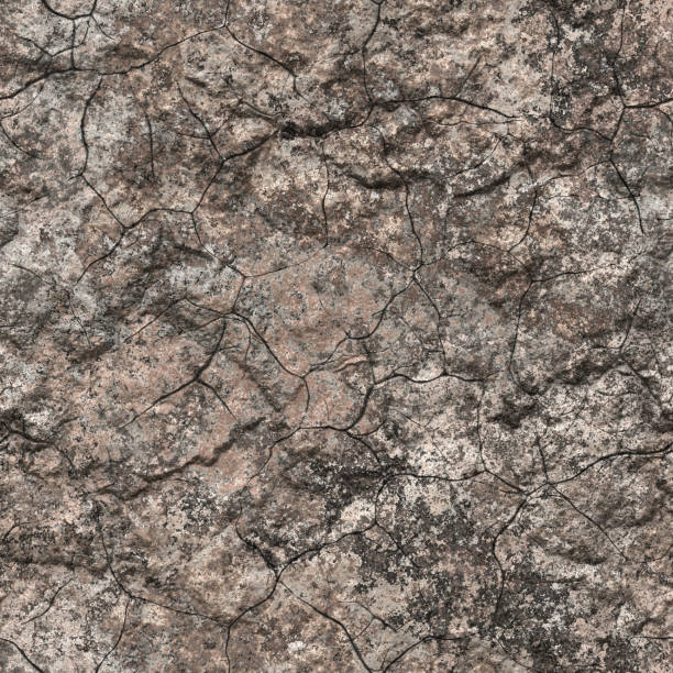Nature Ground Dry Earth Rock Cracks Seamless Pattern Tiles HD - 01 stock photo
