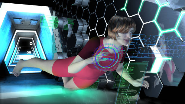 istock Flying Astronaut Girl 1389560047