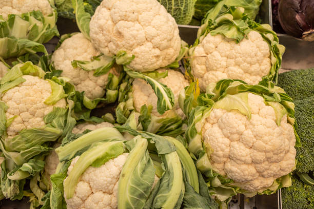 istock Cauliflowers on display 1389561912