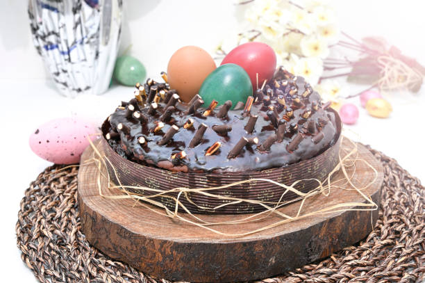 Easter nest cake stock photo