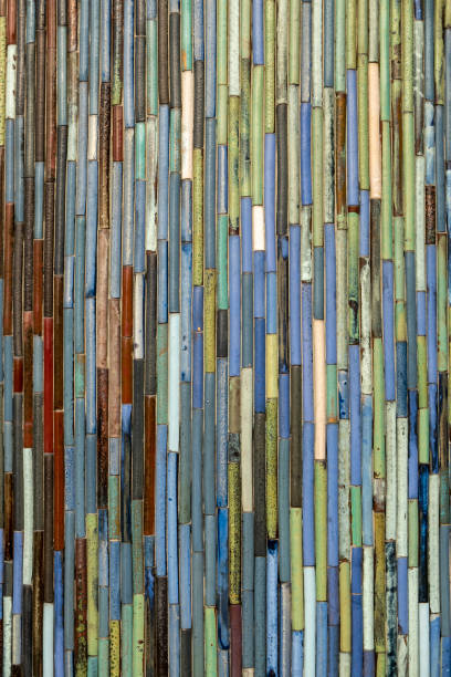 Wall made of colored bamboo strips