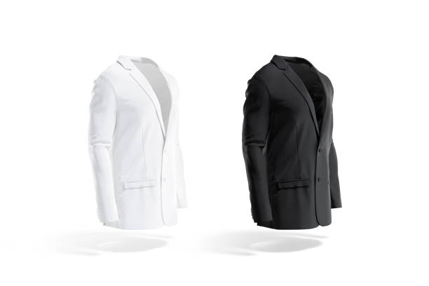 istock Blank black and white men blazer mockup, side view 1389578890