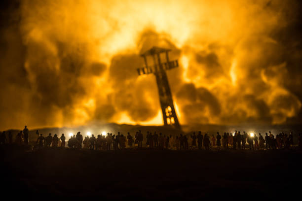 istock Creative artwork decoration war on Ukraine. Crowd looking on giant explosion and attacking soldiers. 1389579810