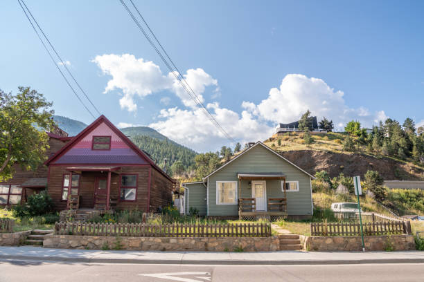 In Idaho Springs, beautiful homes downtown stock photo