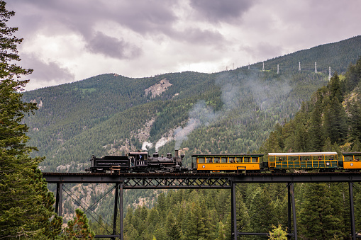 Georgetown, CO - September 3, 2021: View of the famous Georgetown Loop Train in the Rocky Mountains.