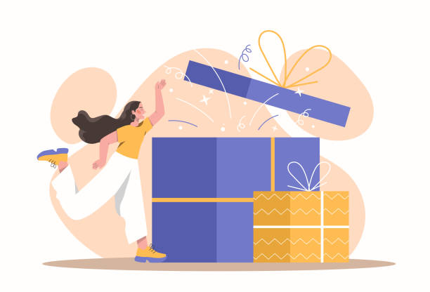 koncepcja prezentu urodzinowego - gift stock illustrations