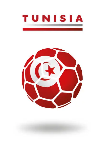 Vector illustration of Tunisia soccer ball on white background