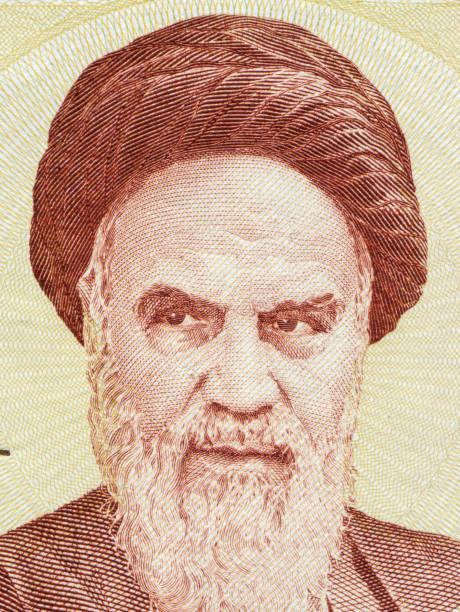 istock Ruhollah Khomeini Portrait Pattern Design on Iranian Rial Banknote 1389587978