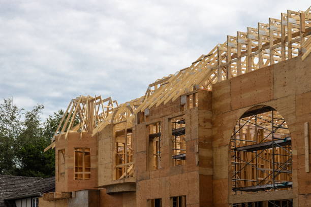 New Construction Framing and Foundation stock photo