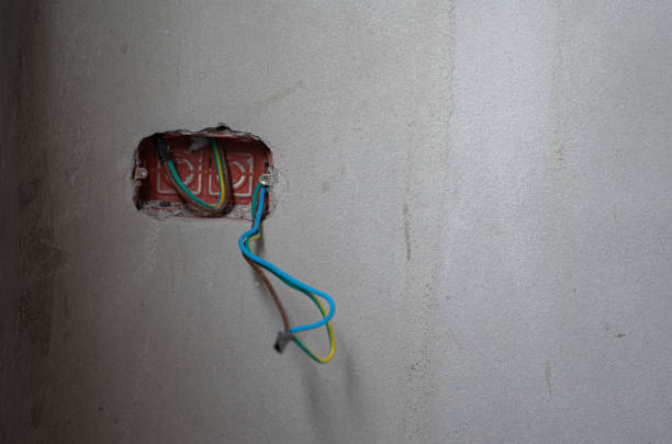 Power sockets on concrete walls,Copy space.