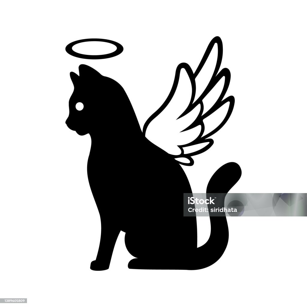Biểu Tượng Hình Bóng Mèo Vector Angel Trên Nền Trắng Hình minh họa ...