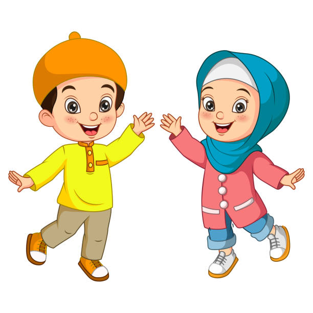 Happy muslim boy and girl cartoon Vector Illustration of Happy muslim boy and girl cartoon muslim cartoon stock illustrations