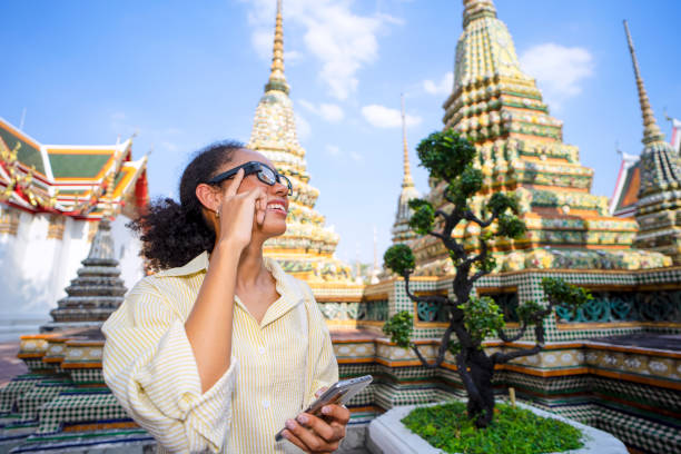 istock Young woman is solo traveller. 1389612090
