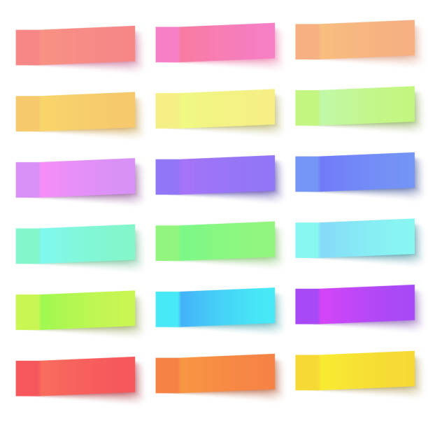 zestaw kolorowych naklejek na notatki wyizolowane na białym tle. wektor - curled up page paper adhesive note stock illustrations