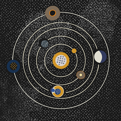 abstract illustration of the planets of the solar system