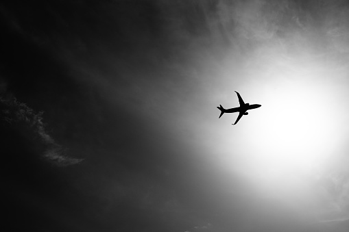 Airplane silhouette image ,Monochrome