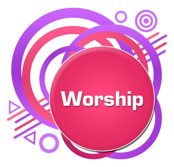 Worship Random Pink Purple Rings Elements Worship text written over pink purple background. praise and worship stock illustrations
