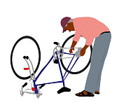 istock Arabic Man Repairing Bicycle 1389621203