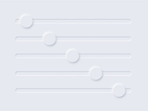 ノイモルフィズム ui、スイッチボリュームスライドバーセット、ソフトユーザーインターフェース、サウンド用スライドバー - on a row点のイラスト素材／クリップアート素材／マンガ素材／アイコン素材