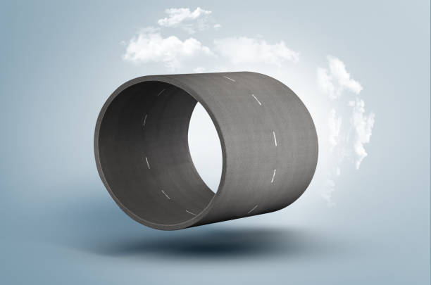 istock 3d illustration of circular road with clouds or never ending road design advertisement 1389625635