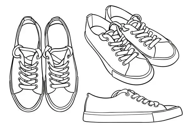 Vector illustration of Simple vector drawing of trainers shoes