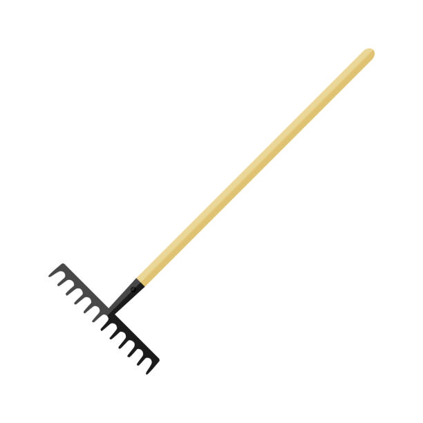istock A rake. An agricultural tool used for raking, raking, felling or raking. A garden tool. Vector illustration isolated on a white background for design and web. 1389625841