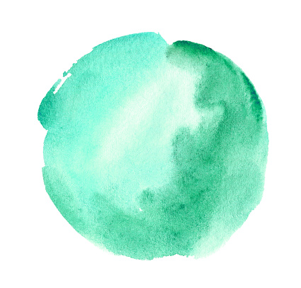 Abstract mint green watercolor spot for logo or lettering