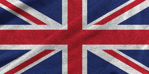 Photo of UK flag wave isolated  on  or transparent  background,Symbols of UK , template for banner,card,advertising ,promote, TV commercial, ads, web design, illustration