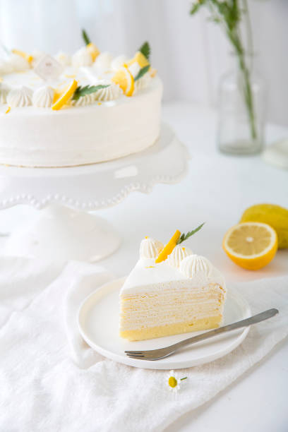 Lemon cream cake Lemon cream cake baked afternoon tea dessert cream cake stock pictures, royalty-free photos & images