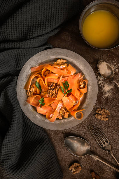 Vegan carrot salad on a rustic bacground
