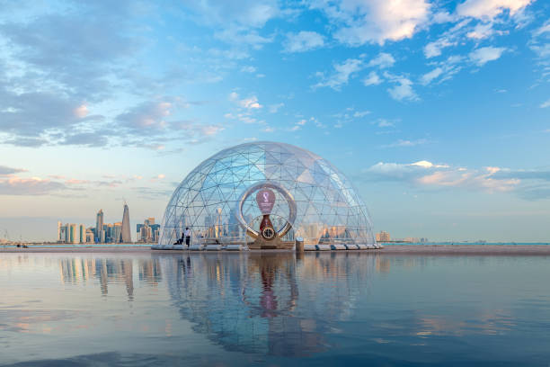 Qatar World cup 2022 count down clock FIFA World Cup Qatar 2022 Official Countdown Clock unveiled with one year to go fifa world cup stock pictures, royalty-free photos & images