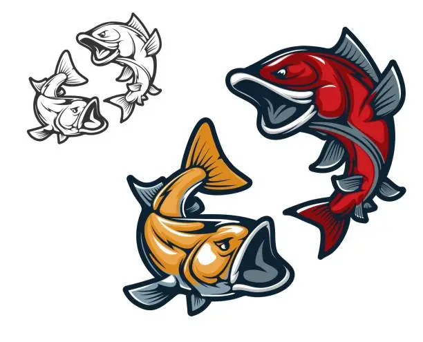 Vector illustration of Carp fish mascot, sport club team emblem