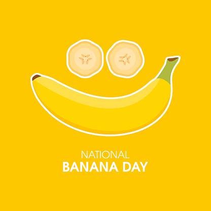 Happy banana smile face vector. Banana icon vector isolated on a yellow background. Yellow tropical fruit vector