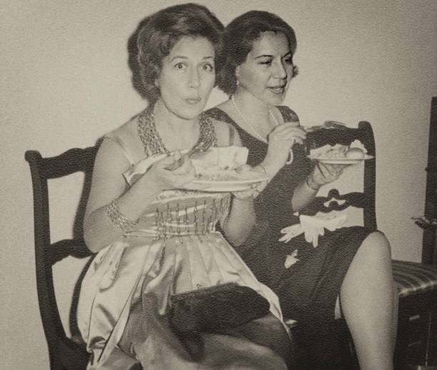 Beautiful women at party. 1958 stock photo