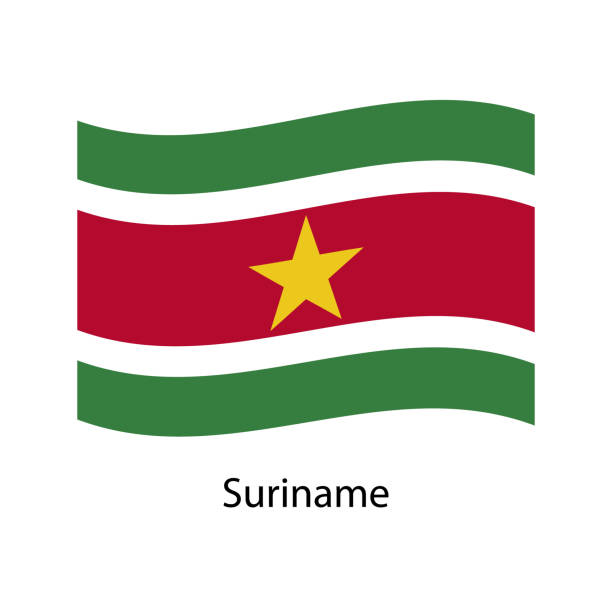 флаг суринама,суринам флаг золотое размахивание - flag of suriname stock illustrations