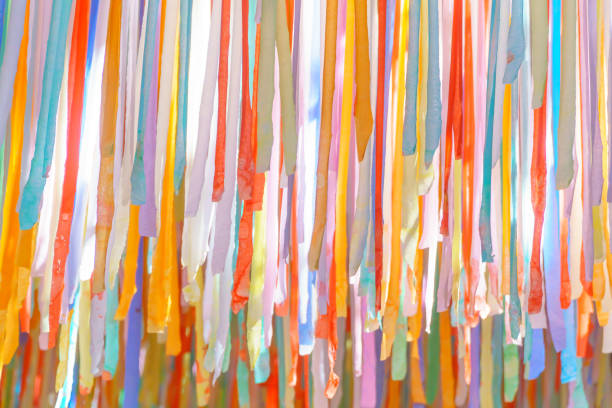 istock The fabrics that are cut into strips of various colors 1389636014