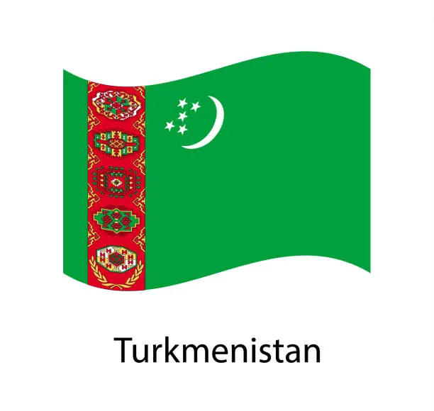 Vector illustration of illustration festive banner with state flag of The Republic of Turkmenistan.