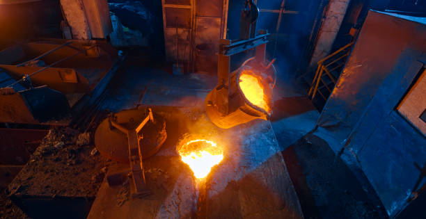 istock Molten metal in steel mill 1389640455