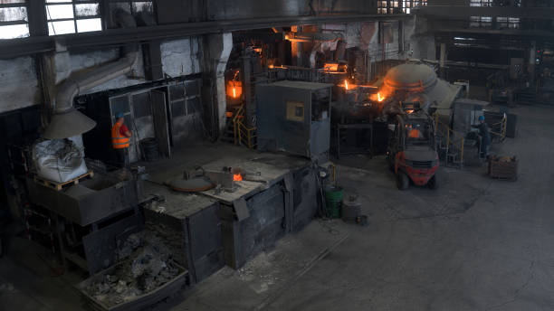 istock melting metal in steel mill 1389640466