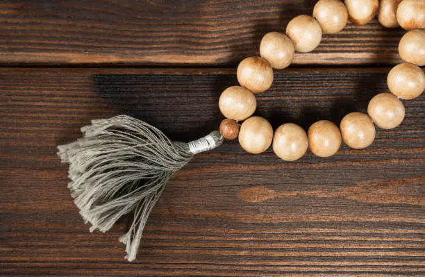 Prayer wooden beads. Spirit. Religion. Faith.