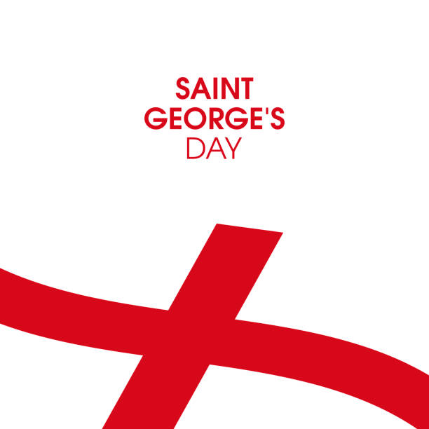 illustrations, cliparts, dessins animés et icônes de affiche de la saint-georges avec le vecteur du drapeau de la saint-georges - english flag st george flag flying